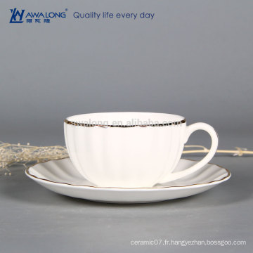 Pure White Design élégant Fine Bone China Plain White Céramique Tasses et tasses, Hot Sale Granate Tasses de thé blanc
